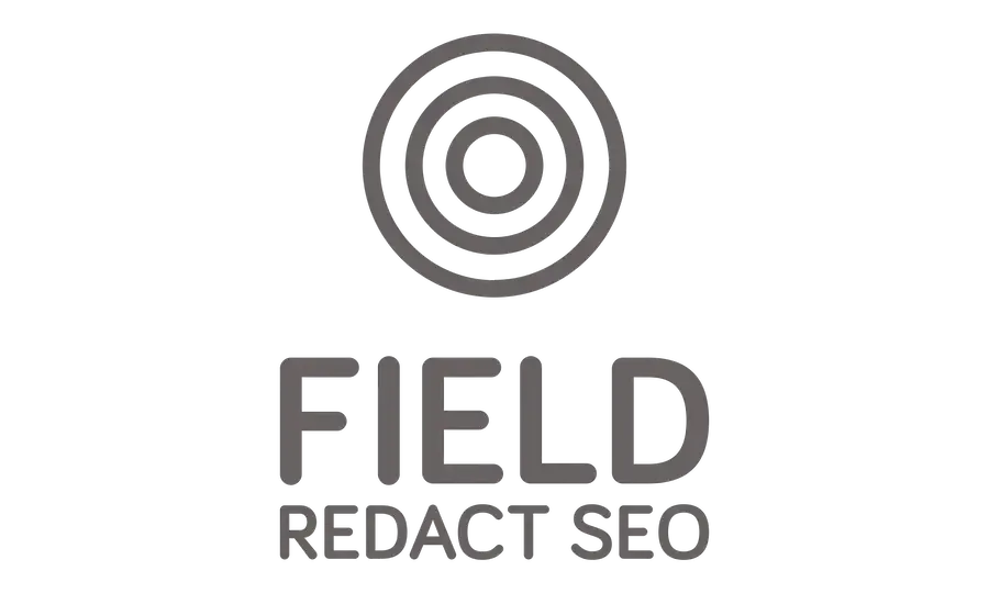 "Logo officiel FieldRedactSEO non libre de droit : nom de l'entreprise en bleu, bouclier."