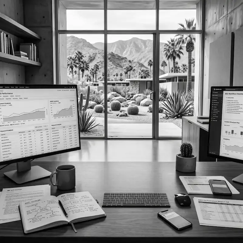 Tableau de bord de l'outil Semrush AIO pour le suivi de la brand visibility et l'audit technique SEO.