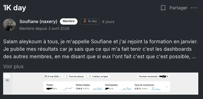 Capture de résultat