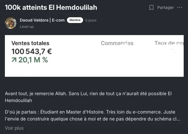 Capture de résultat