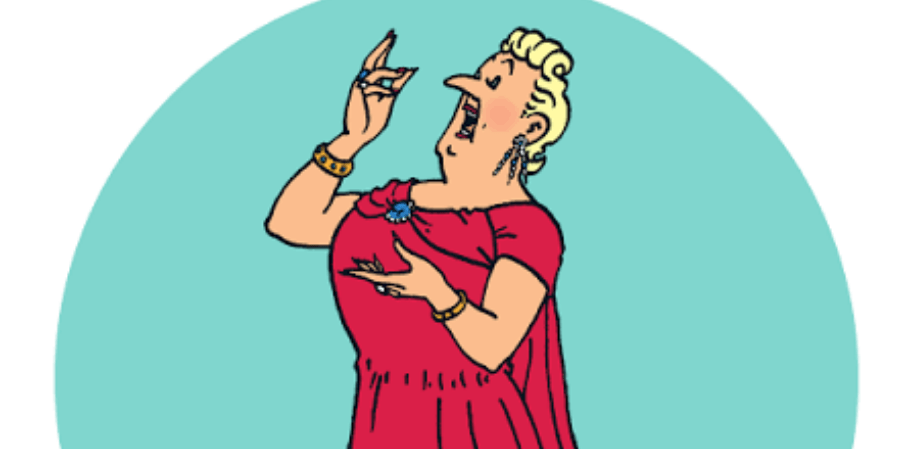 La diva - illustration humoristique du soin de la voix