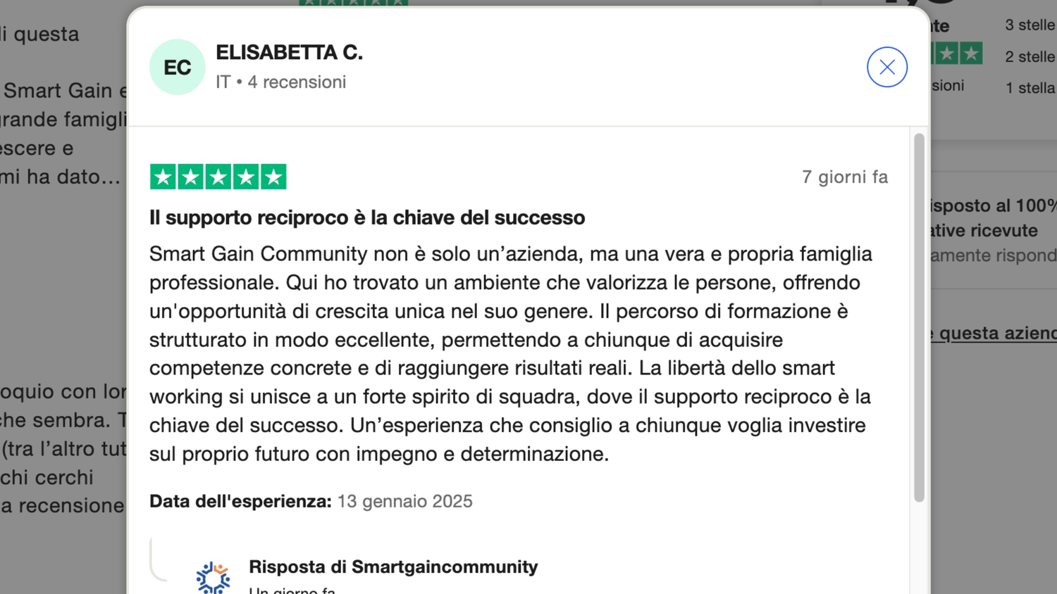 Recensione Trustpilot 2 - Smart Gain