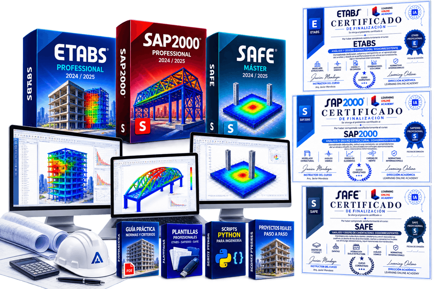 Pack completo ETABS SAP2000 SAFE con bonos, Python API y certificación