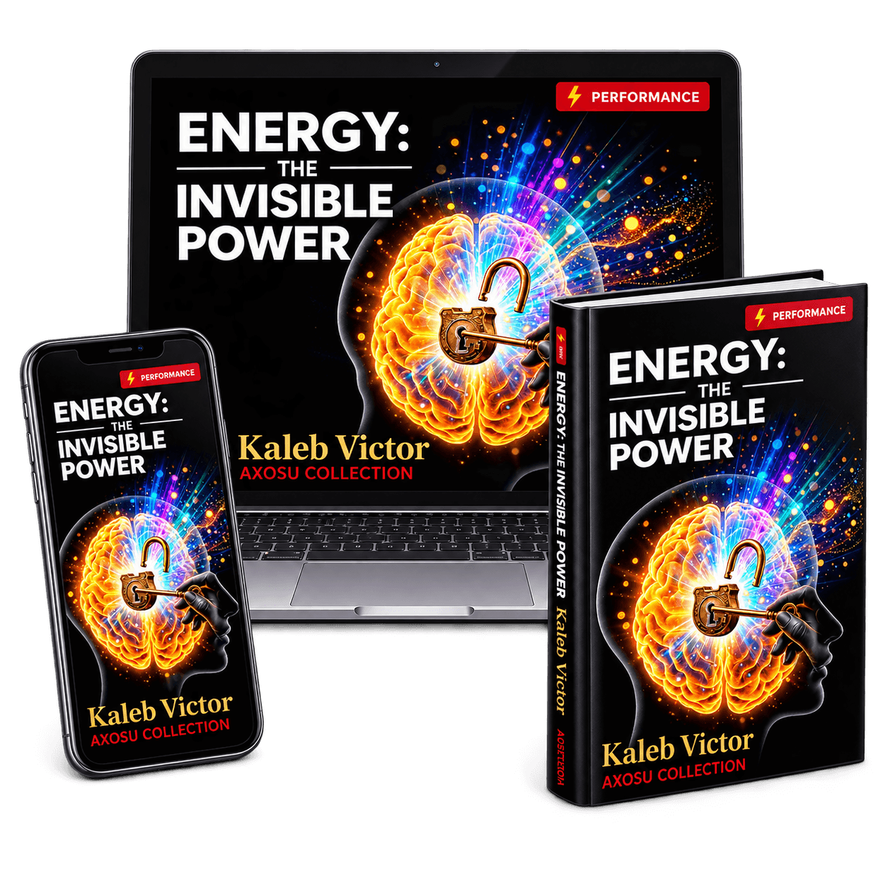 ENERGY: THE INVISIBLE POWER on laptop, phone and printed book