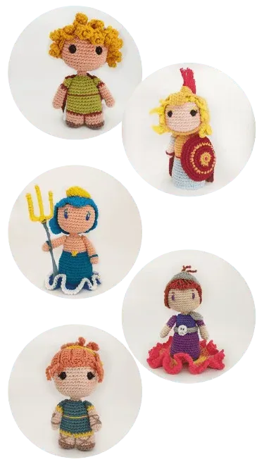 coleccion de cinco patrones de dioses del olimpo