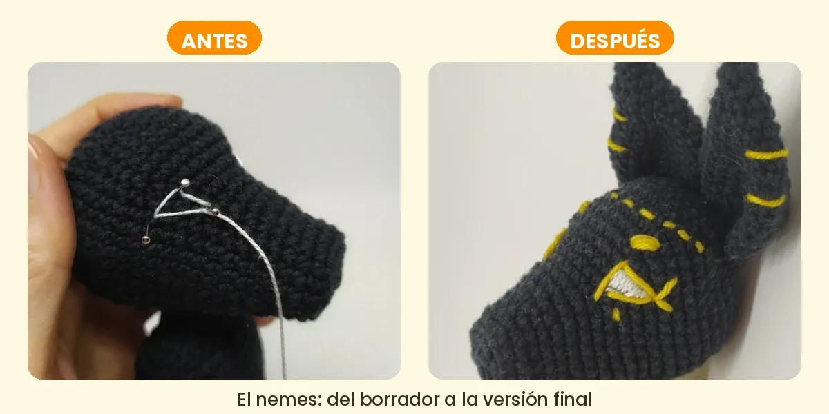parte nemes del patron amigurumi de anumis