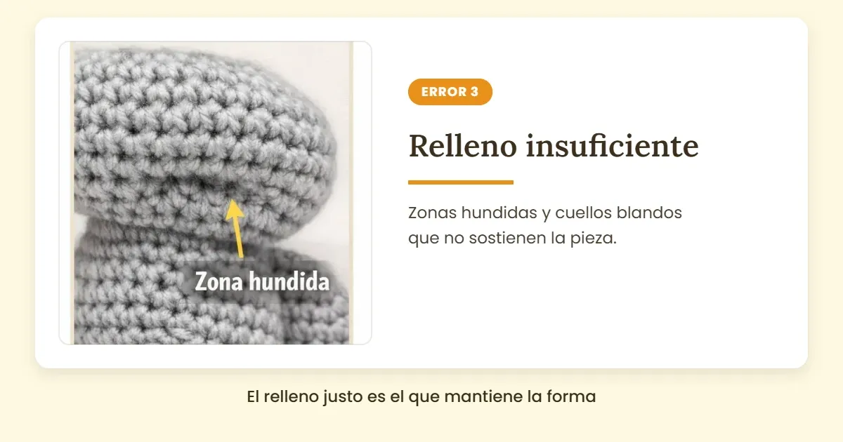 Relleno insuficiente o mal distribuido