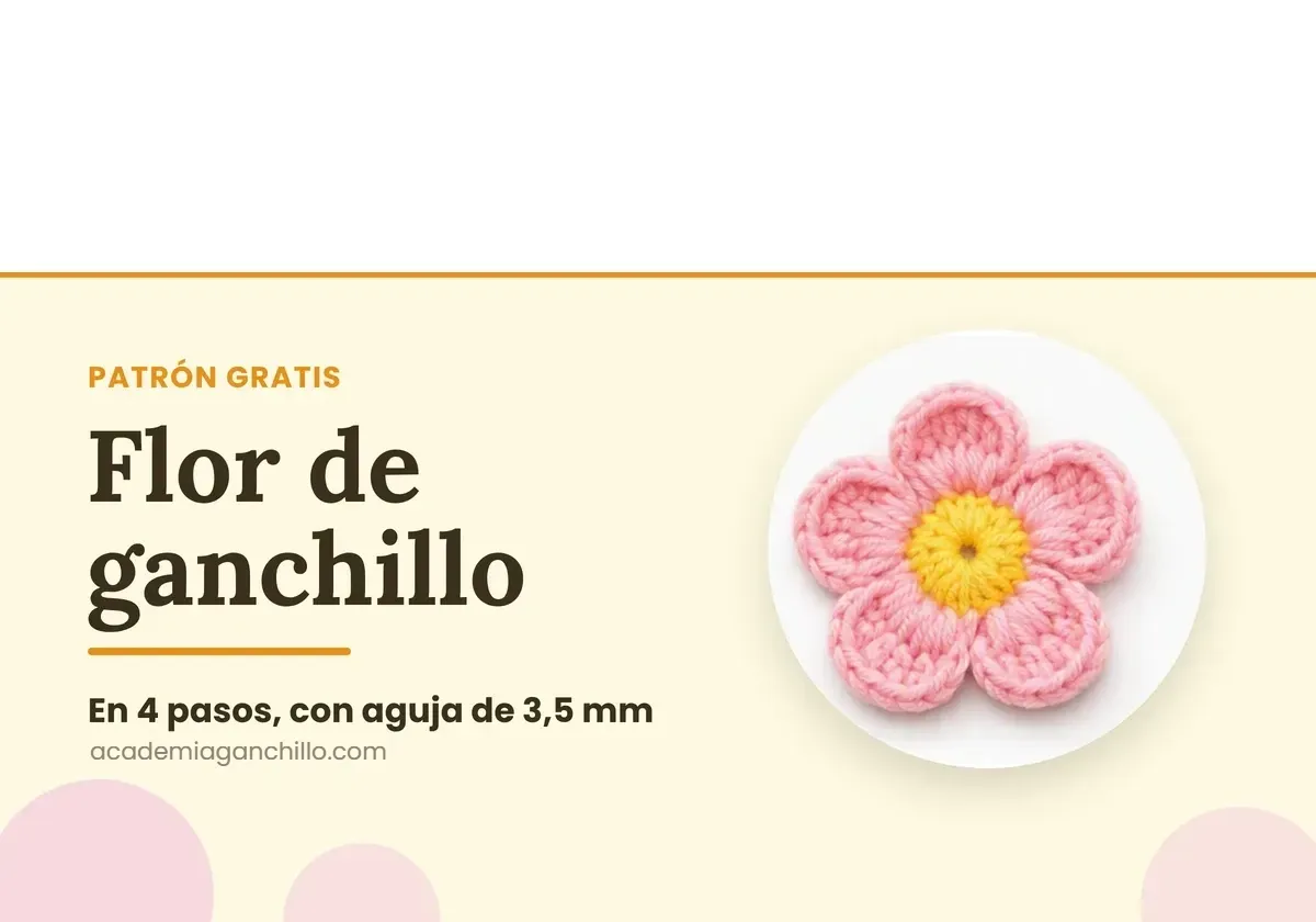 patron gratis de flor de ganchillo de cinco petalos
