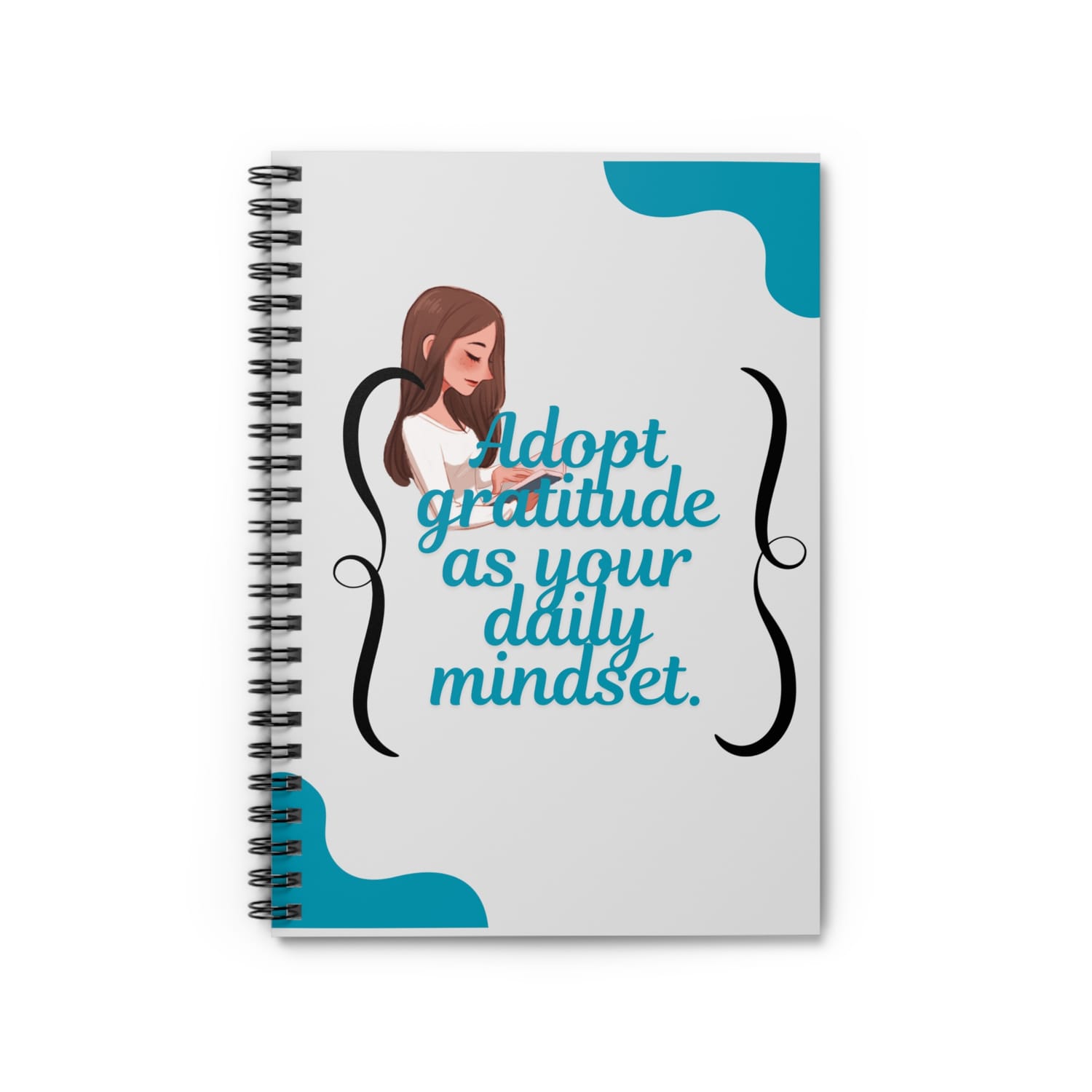 Gratitude Spiral Journal - Blue Aesthetic Ruled Line Notebook