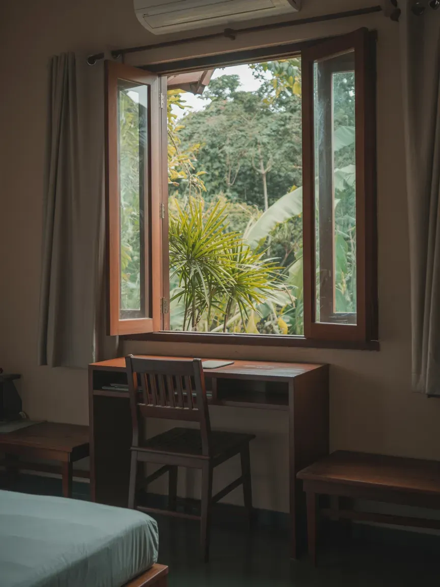 Budget hotels in Ubud suitable for long-term stays with quiet surroundings, work-friendly spaces, and affordable monthly pricing for digital nomads