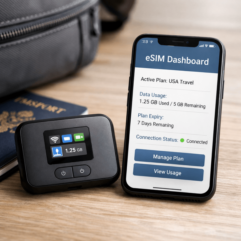 digital nomad connectivity tools eSIM and portable hotspot