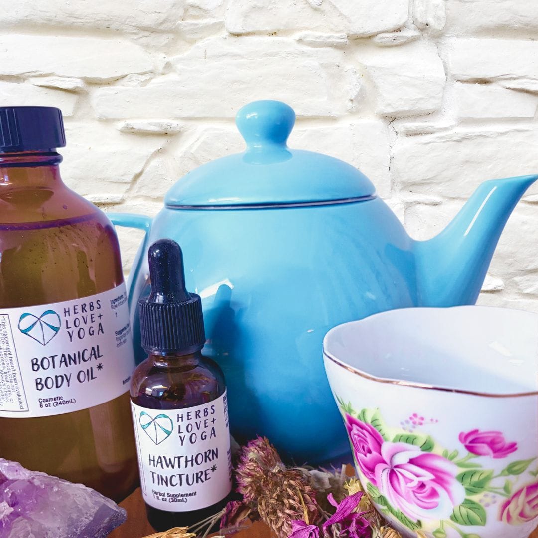 Herbal Medicine and a Tea pot and cup