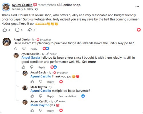 4BB Online Shop Customer Feedback
