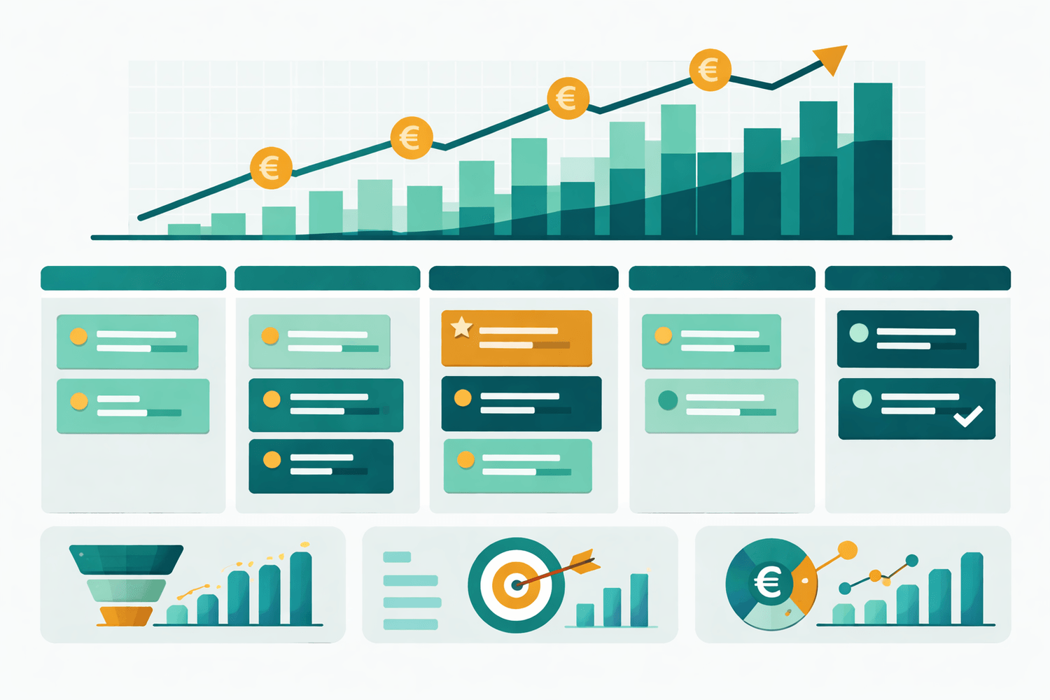 CRM-Vergleich Dashboard – Pipeline, Umsatz und Analyse auf einen Blick