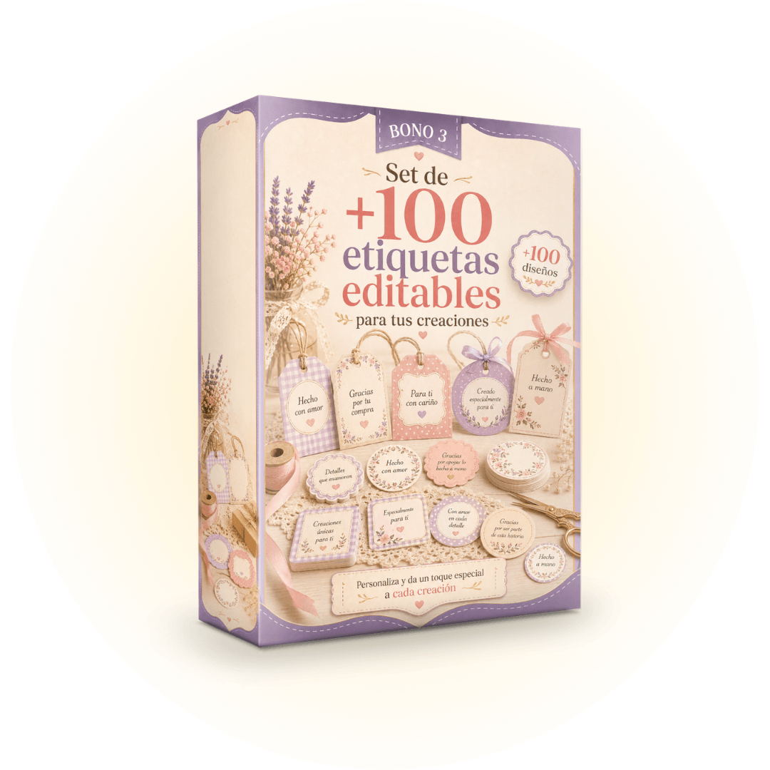 Bono 3 — Set de +100 etiquetas editables para tus creaciones
