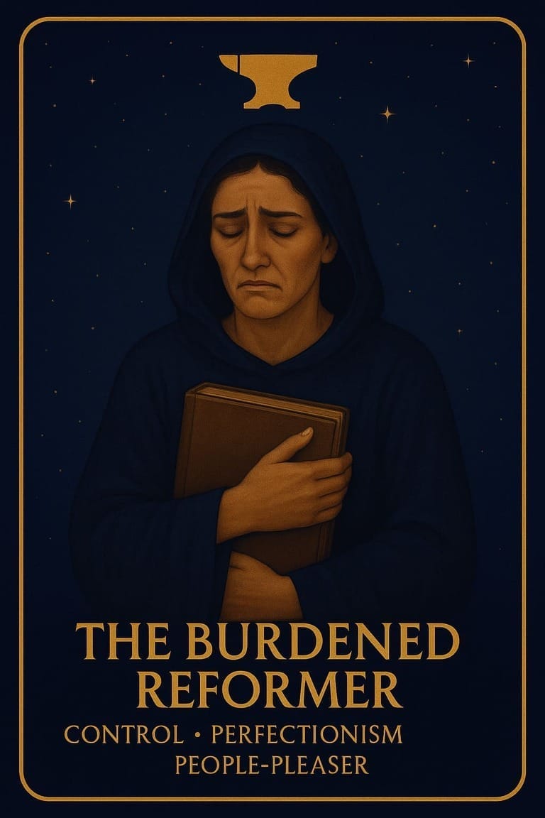 The Burdened Reformer archetype symbolizing perfectionism, people-pleasing, and control.