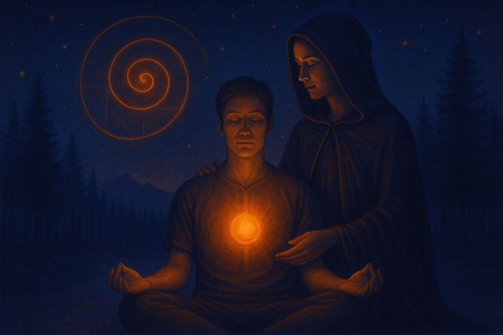 Illustration of embodied alignment where the soul and nervous system return to coherence.