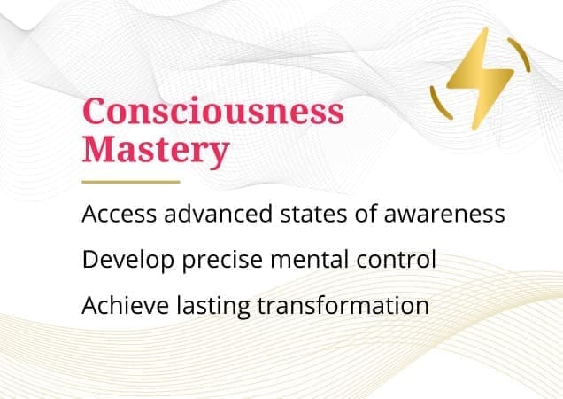 illustrated icons summarizing the Brainwaves Method: brain coherence, EEG-validated research, and consciousness mastery