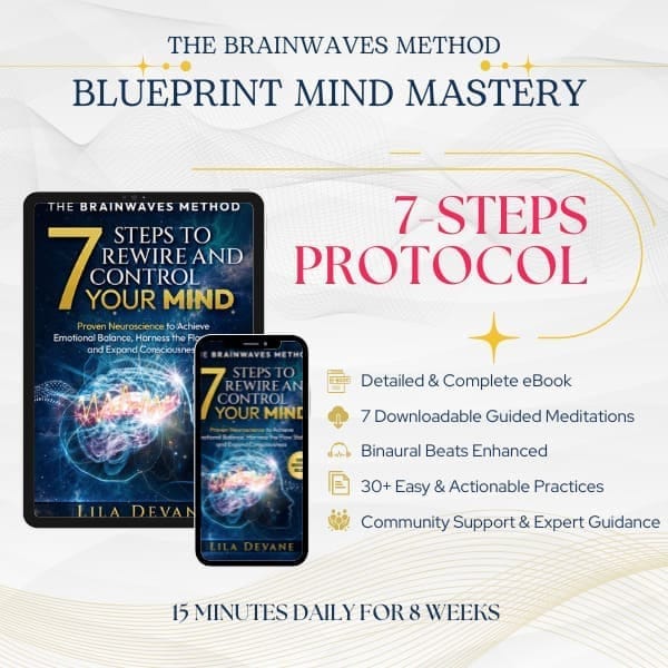 Three program images showing The Brainwaves Method 7 Steps, Online Courses, and Live Immersion Seminars in Egypt, Italy, France