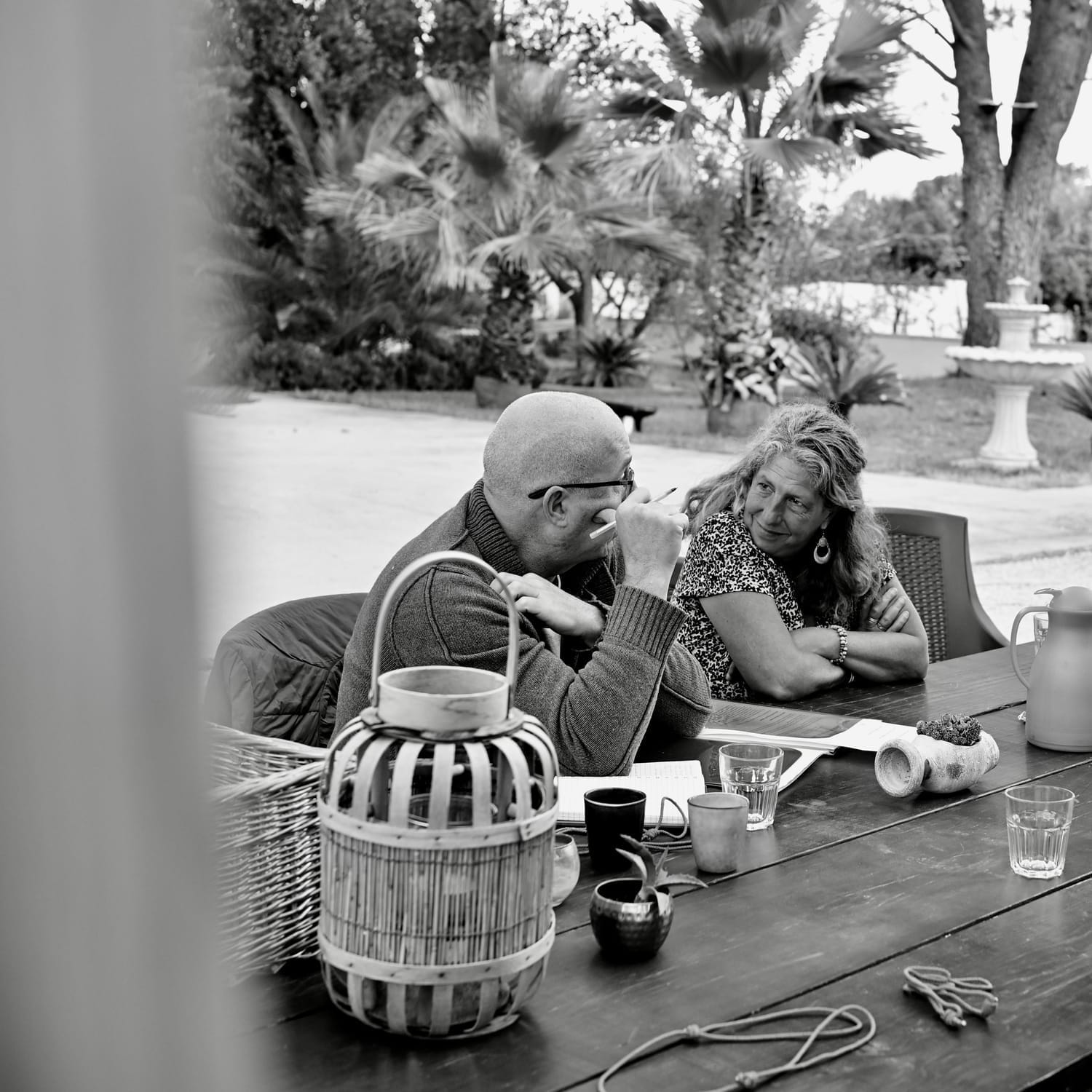 warm portrait female coach Spanish villa veranda