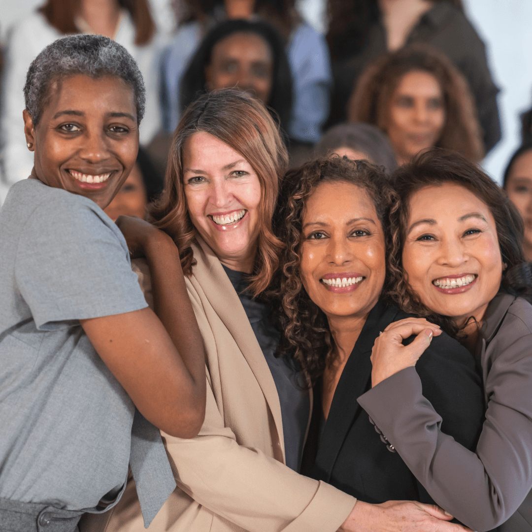 Happy quiet women