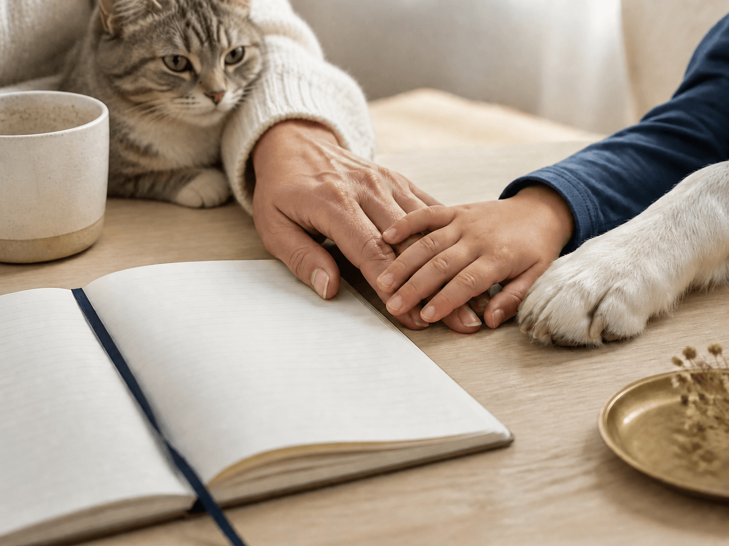 Family life with a dog and cat