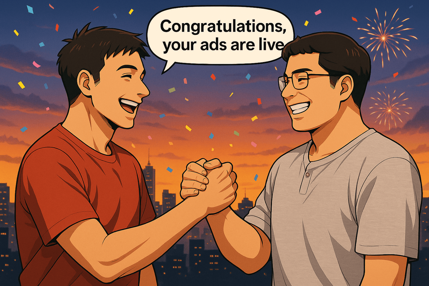 Business professionals discussing ad strategy