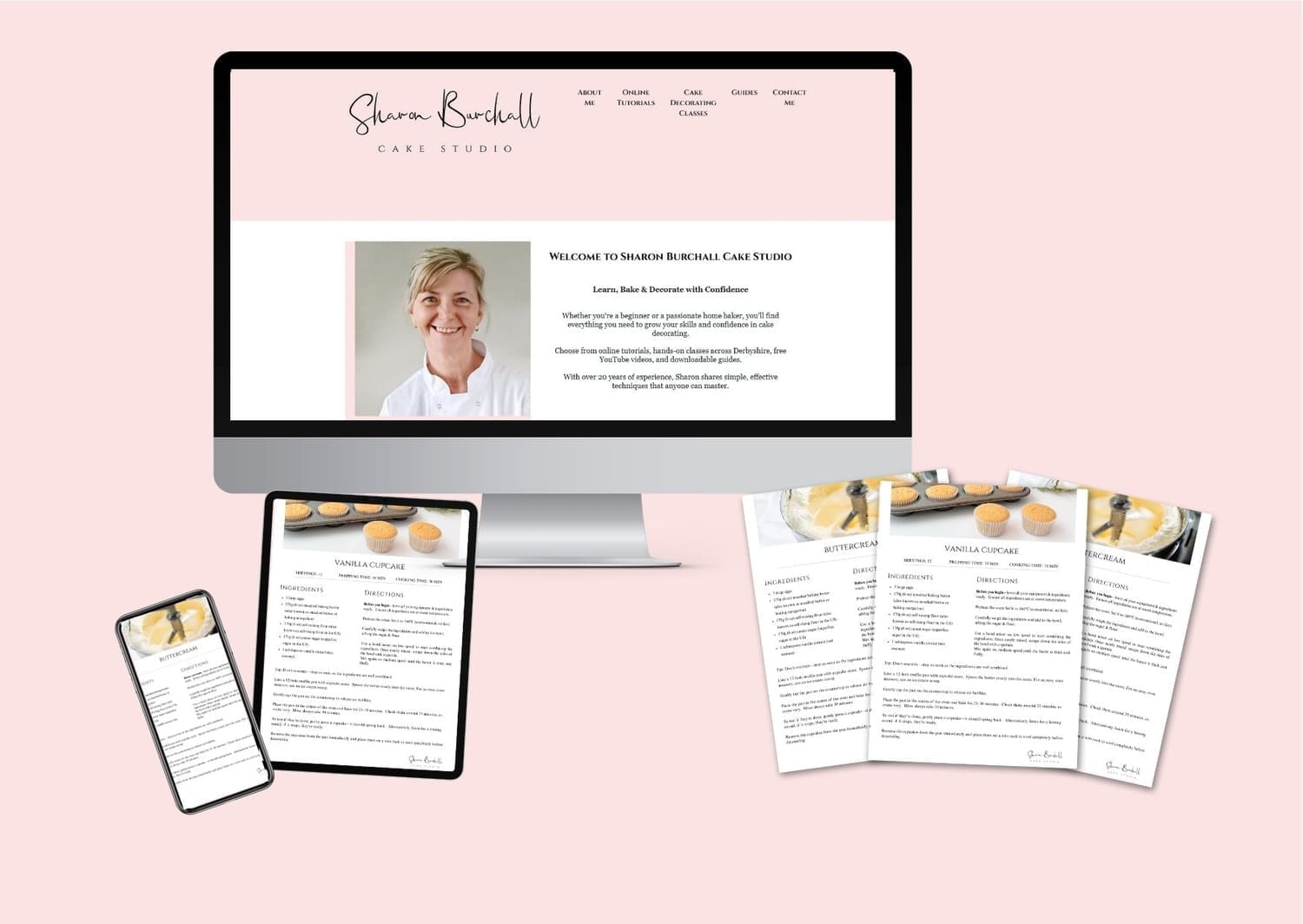 Digital baking and cake decorating guides from Sharon Burchall Cake Studio — free and paid step-by-step downloads with baking tips, cake decorating techniques, and tutorials for beginners and home bakers.
