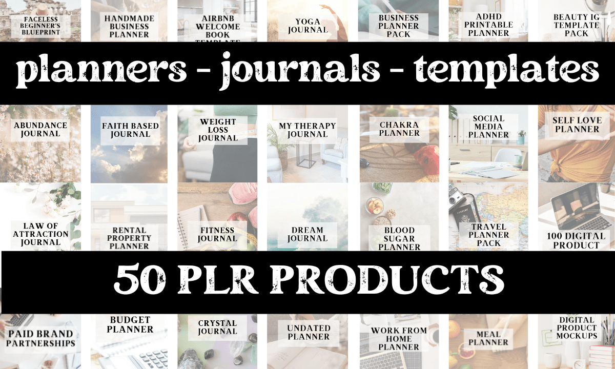 50 DONE-FOR-YOU PRODUCTS (EDITABLE & PRINTABLE)  FOR UNDER €0.40 EACH!