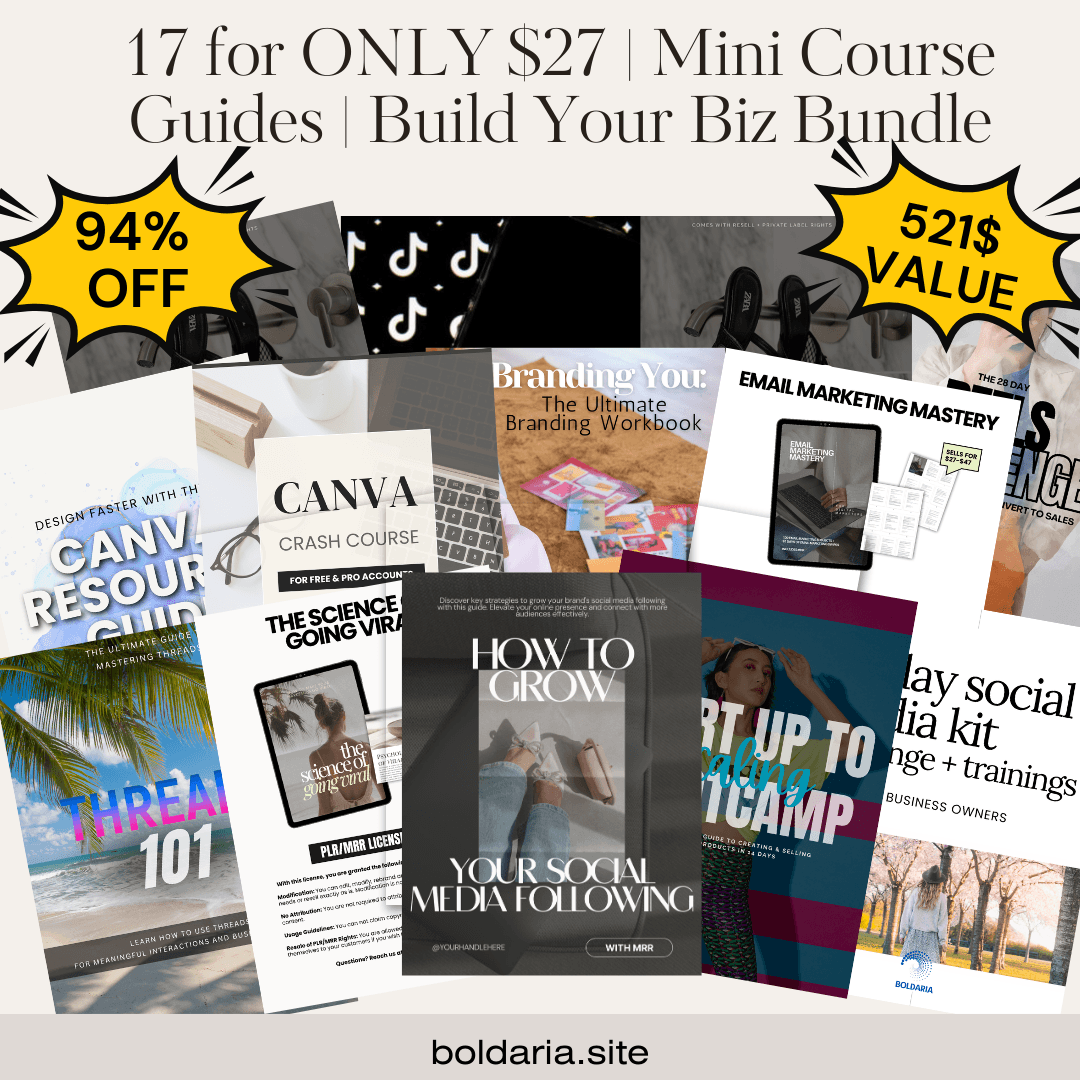 17 for ONLY €47 | Mini Course Guides | Build Your Biz Bundle | Include MRR