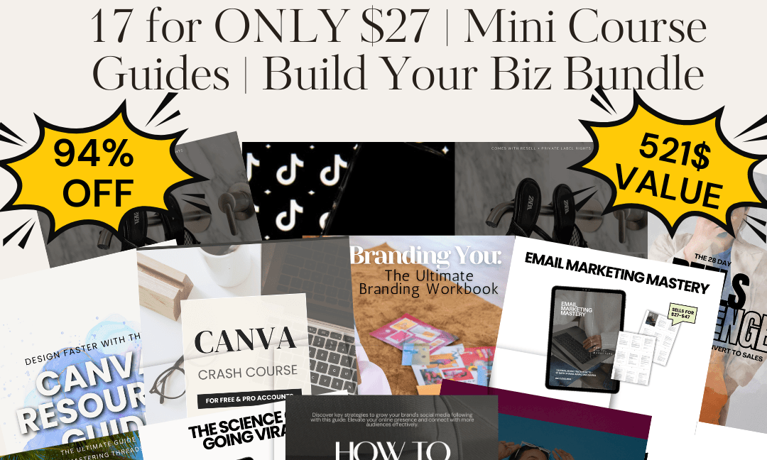 17 for ONLY €47 | Mini Course Guides | Build Your Biz Bundle | Include MRR