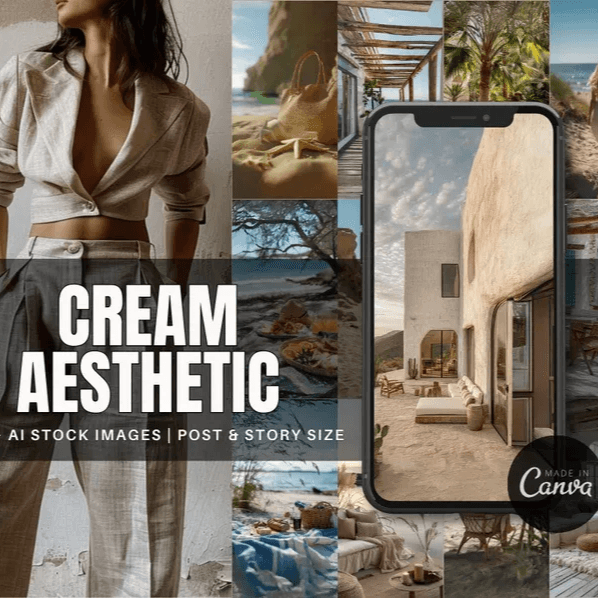200+ CREAM AESTHETIC POSTS + STORIES with MRR