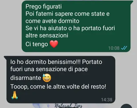 Messaggio WhatsApp: ho dormito benissimo, una sensazione di pace disarmante