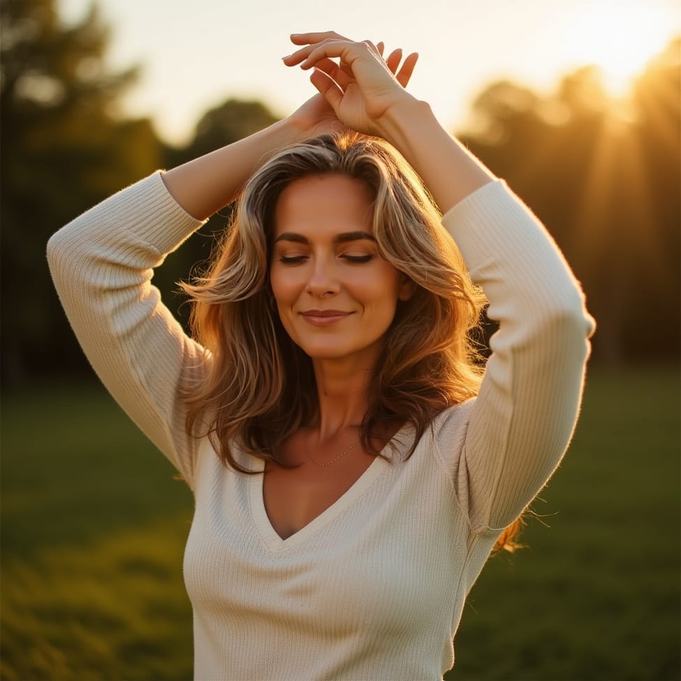 Woman in her 40s, calm and purposeful