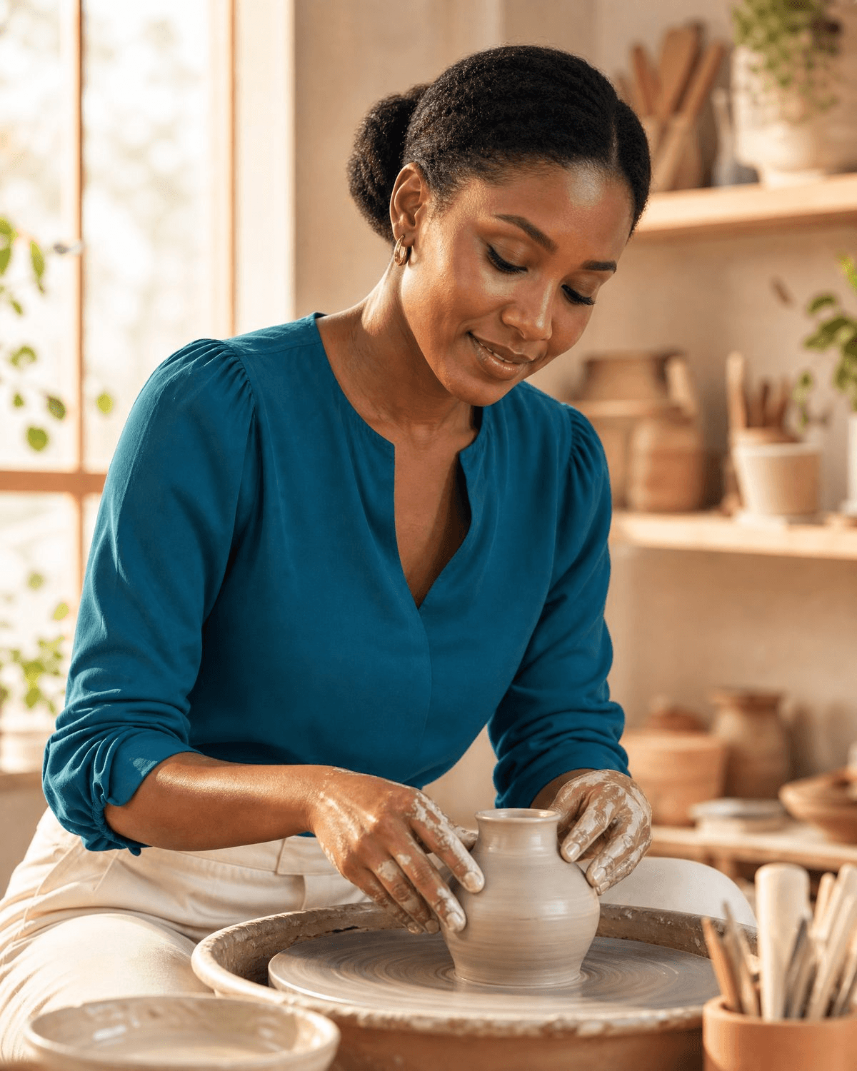 Woman of African descent living fully, pursuing a personal goal or hobby