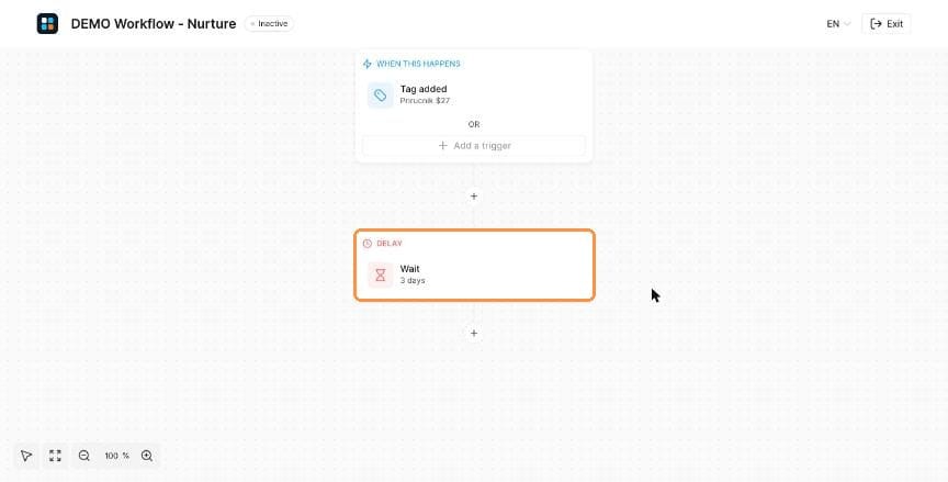 Workflow with a 3-day delay step