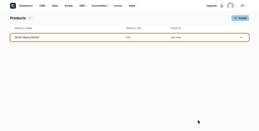 Products list with the new product