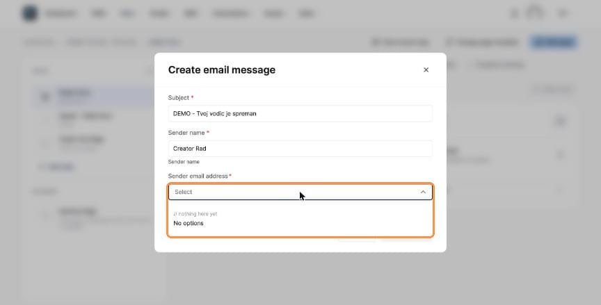 Empty sender email address list