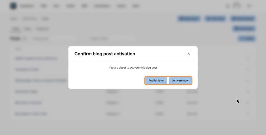 Confirm blog post activation