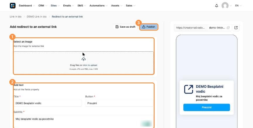 Redirect product form
