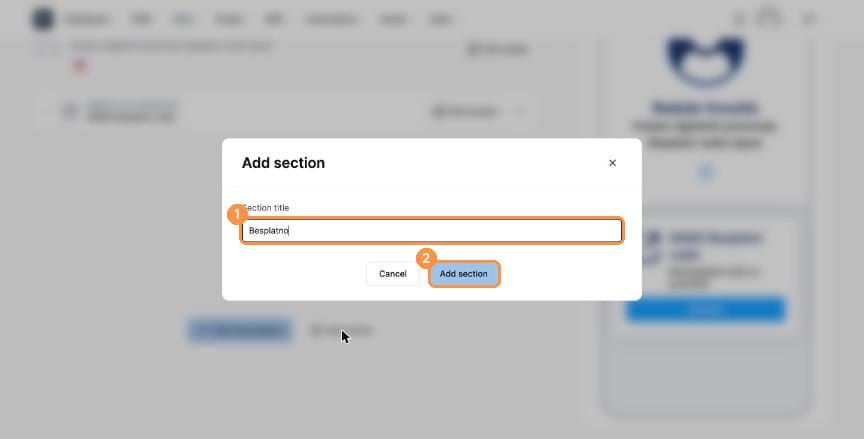Add section dialog