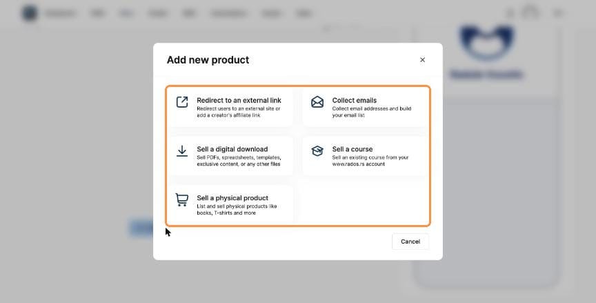 Five product types