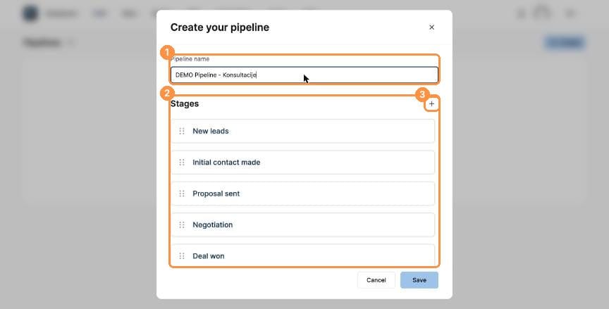 Create your pipeline dialog