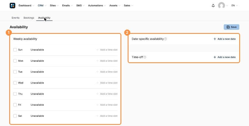 Availability page