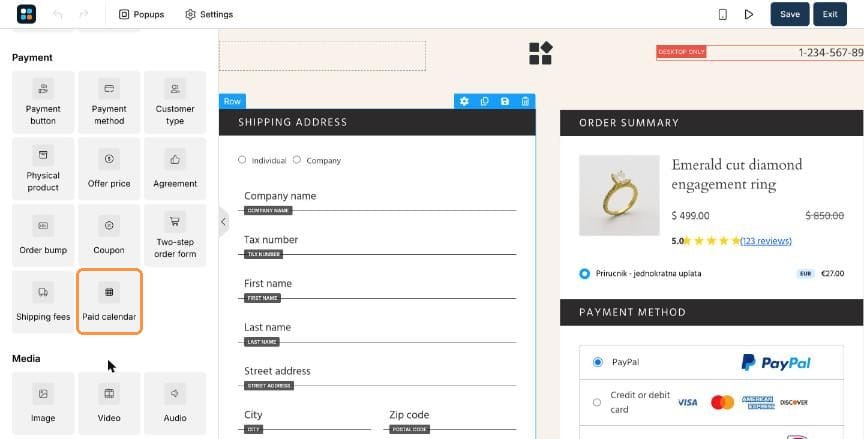 Paid calendar element