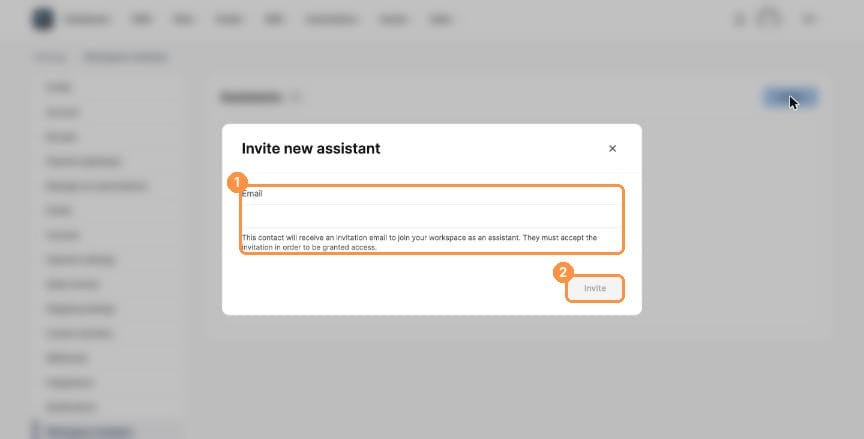 Invite new assistant dialog