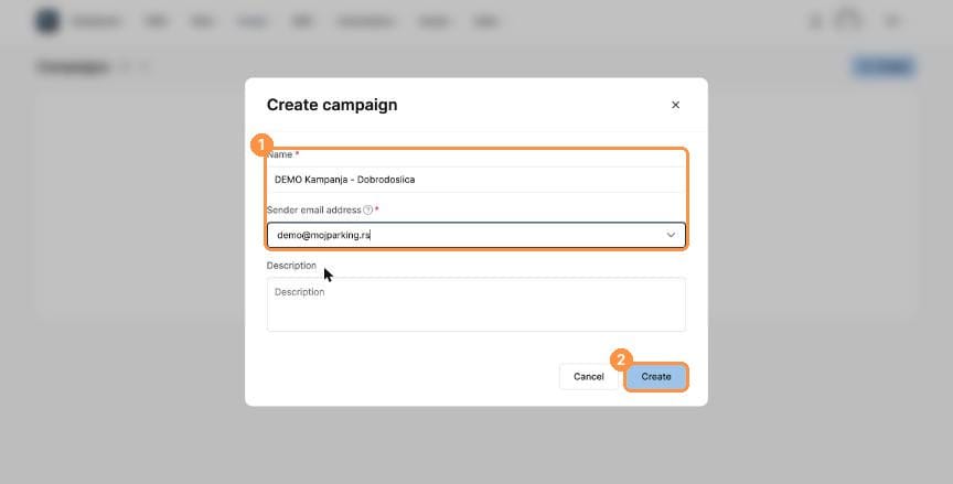 Create campaign dialog