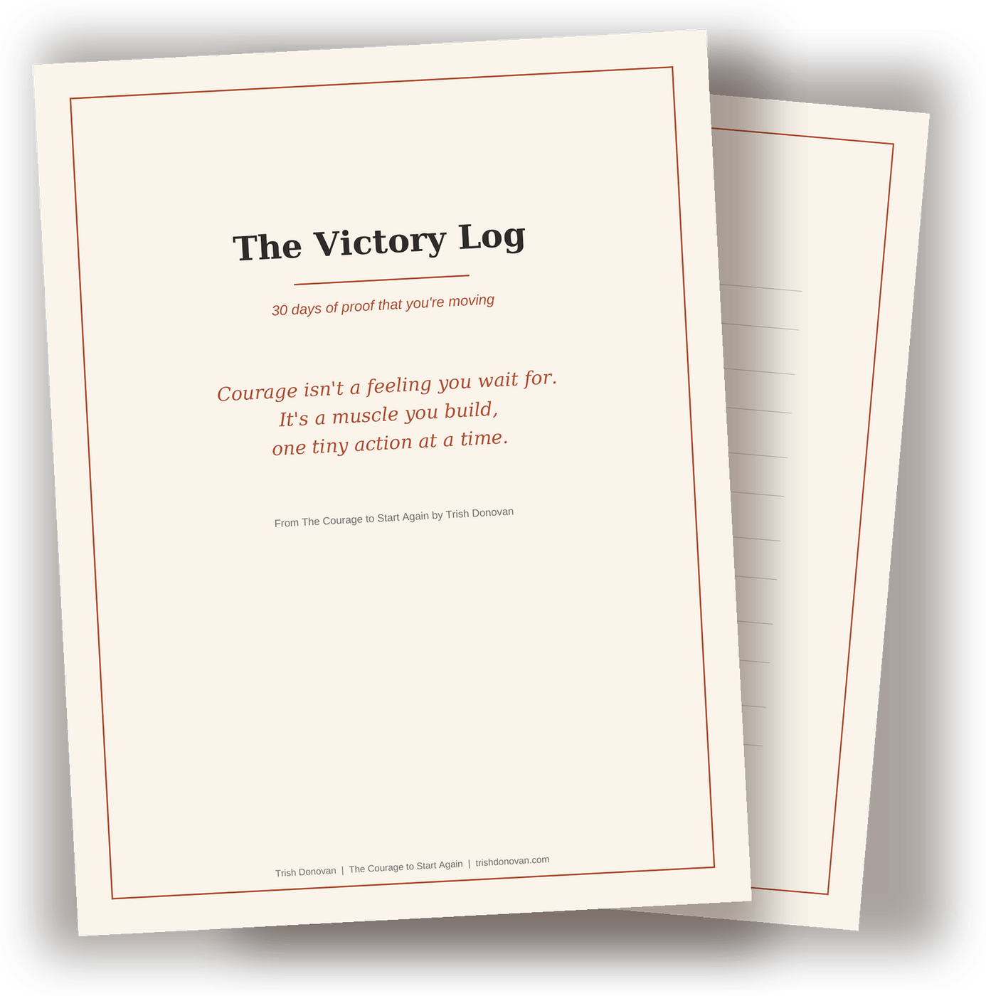 The Victory Log, a free 30-day PDF from Trish Donovan