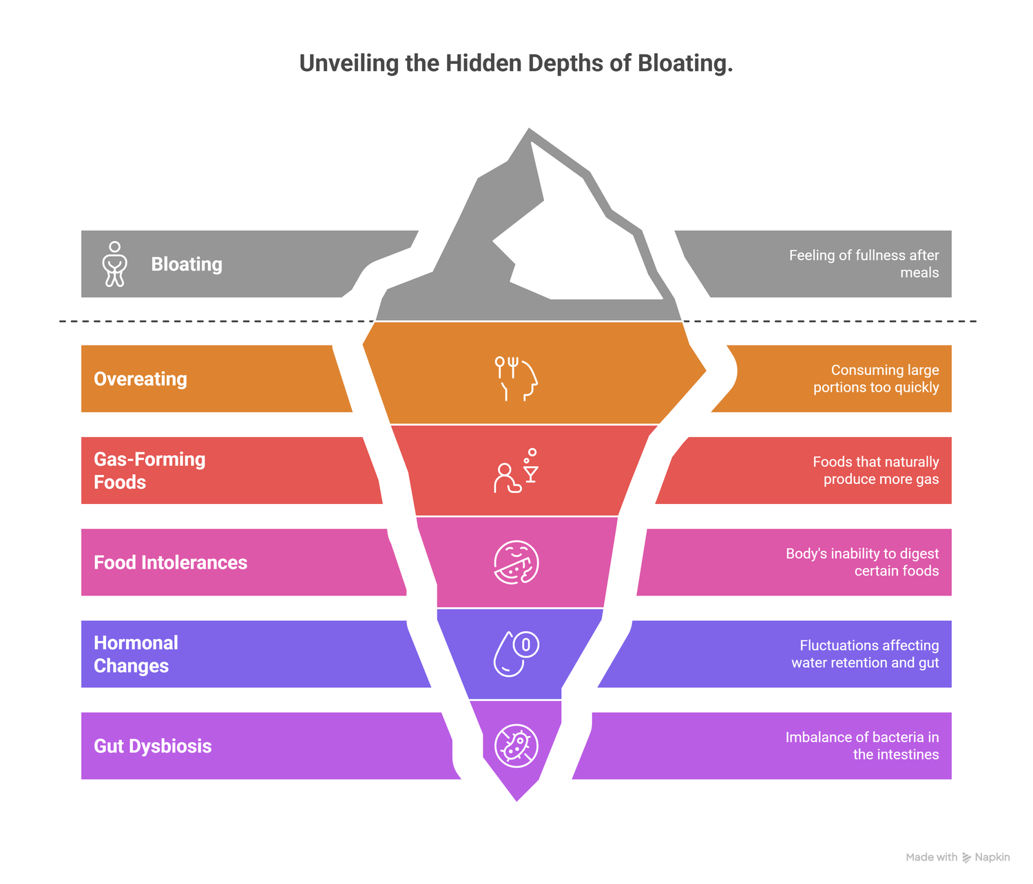 infograph of common causes of bloating