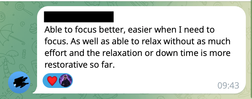 Reader message: able to focus better and relax more easily